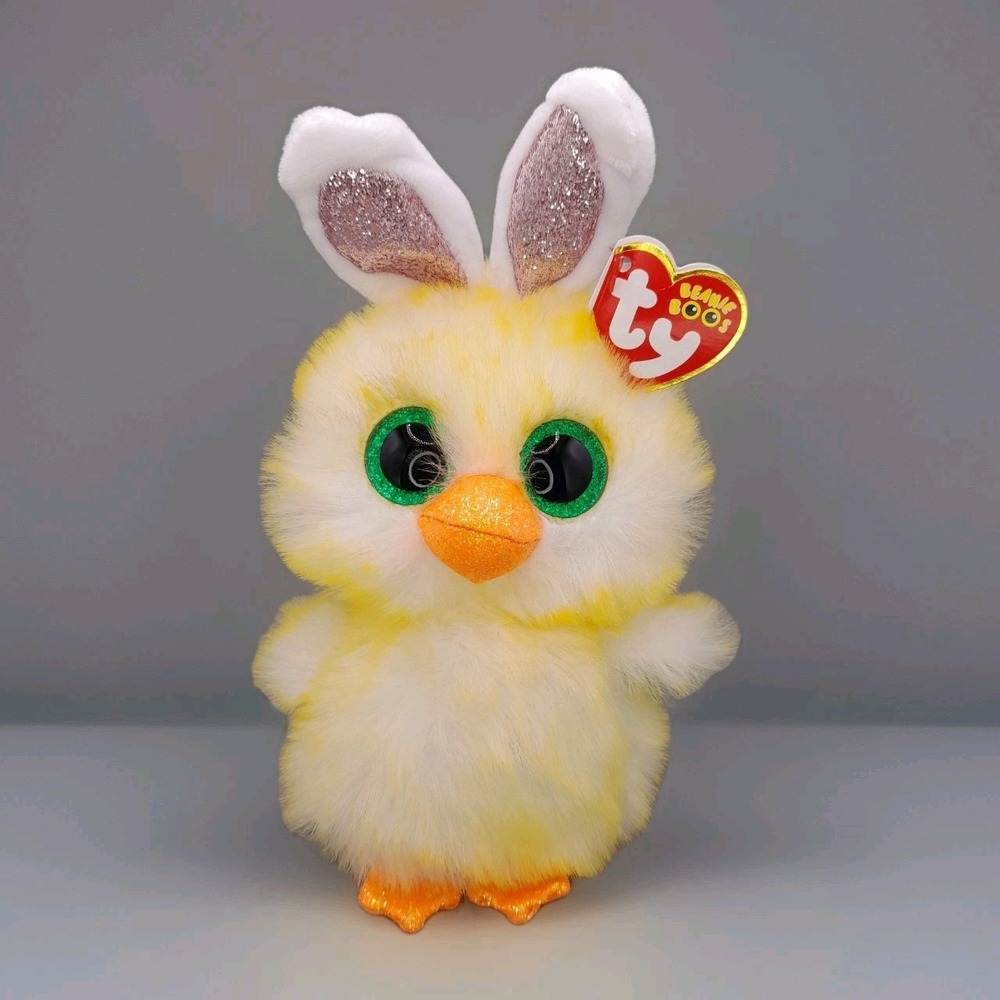 Ty Beanie Boos COOP the Easter Chick 6" Plush Bunny Ears Glitter Eyes Spring